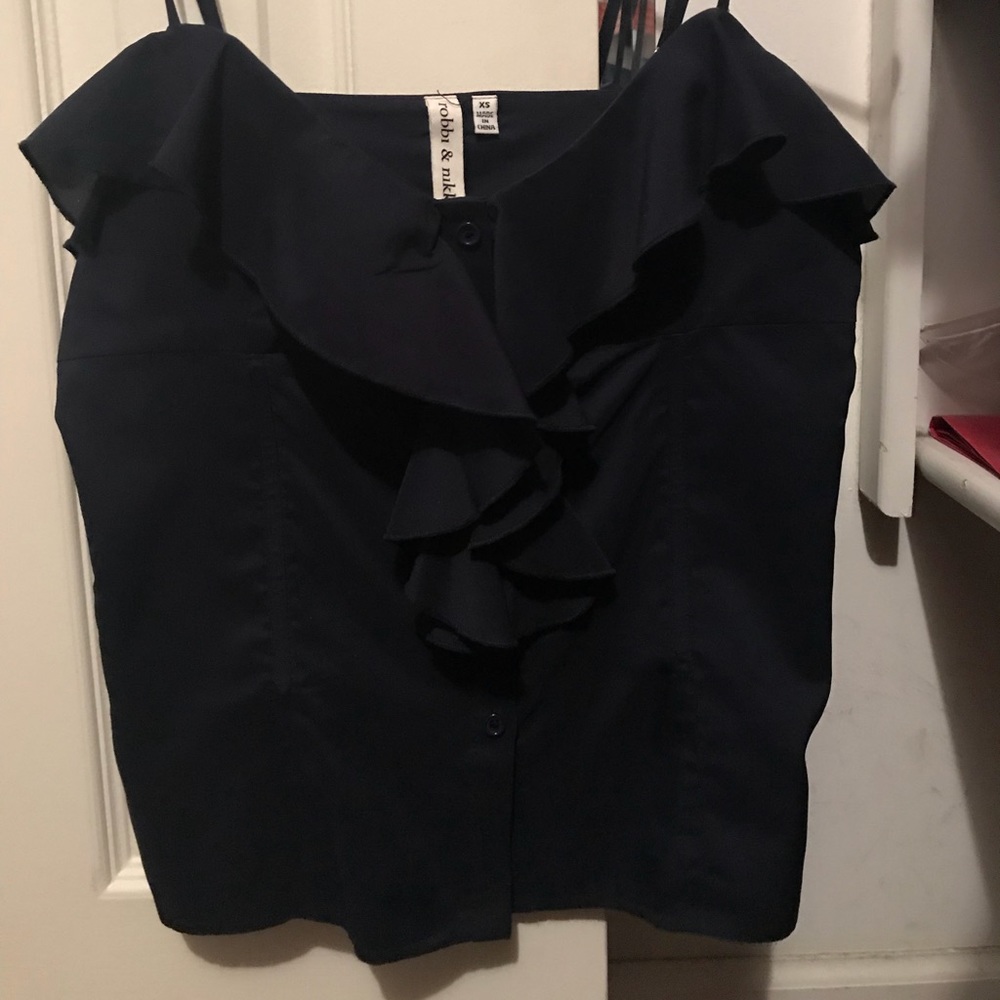 Navy button up designer spaghetti strap